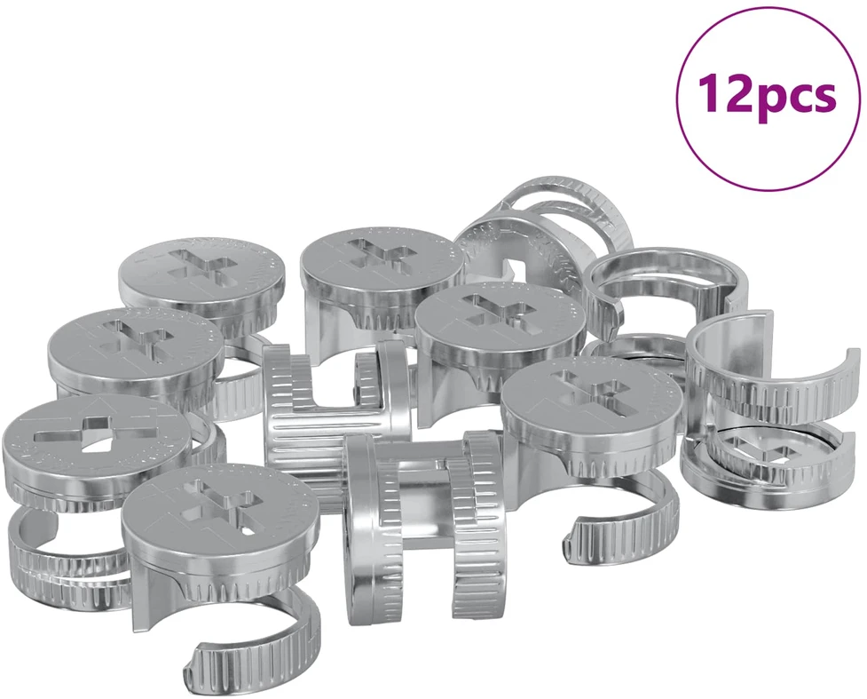 Cam užrakto veržlės 12 vnt. Sidabro 12 x 10 mm Metalas