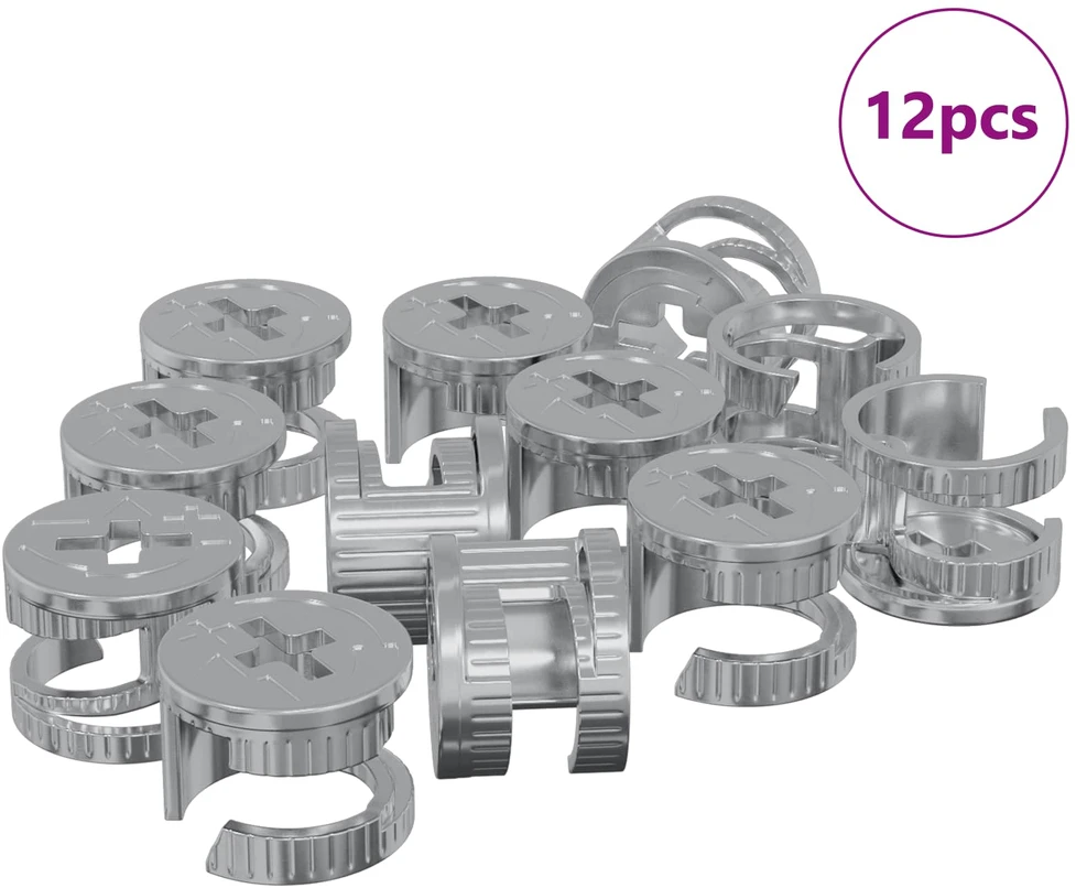 Cam užrakto veržlės 12 vnt. Sidabro 15 x 11,5 mm Metalas