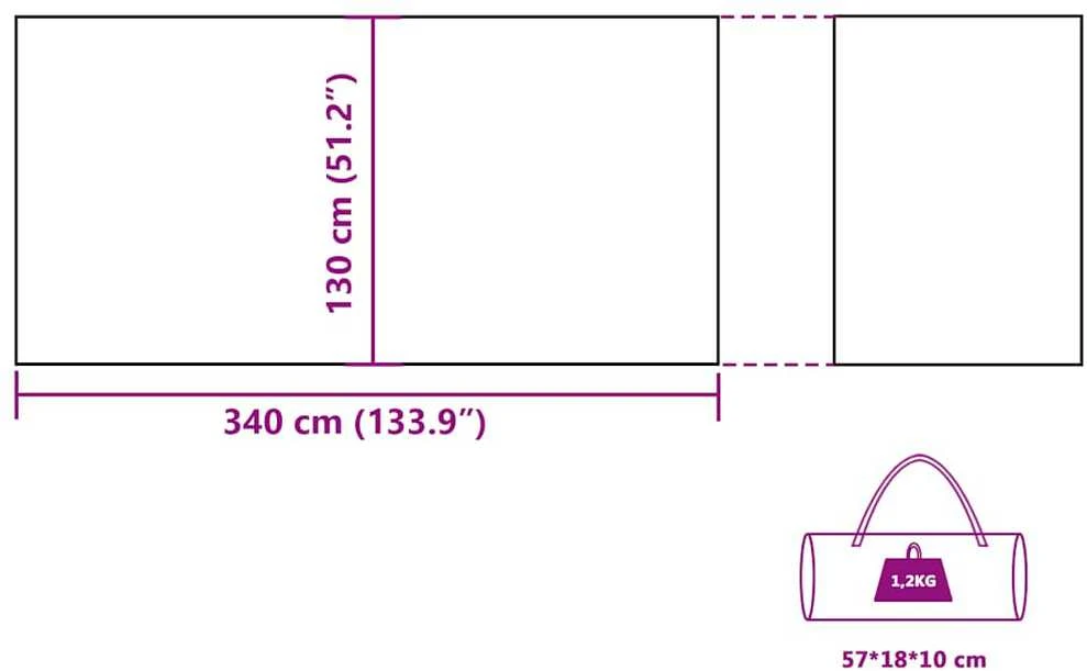 Camping Windbreak Žalias 340x130 cm Atsparus vandeniui