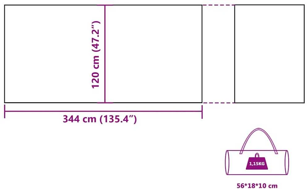 Camping Windbreak Žalias 344x120 cm Atsparus vandeniui