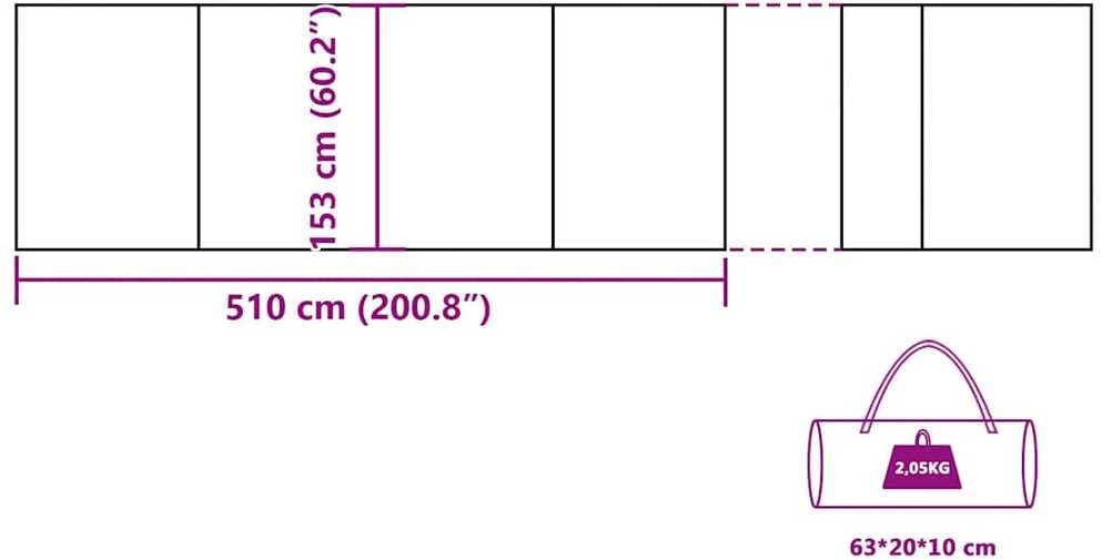 Camping Windbreak Žalias 510x153 cm Atsparus vandeniui