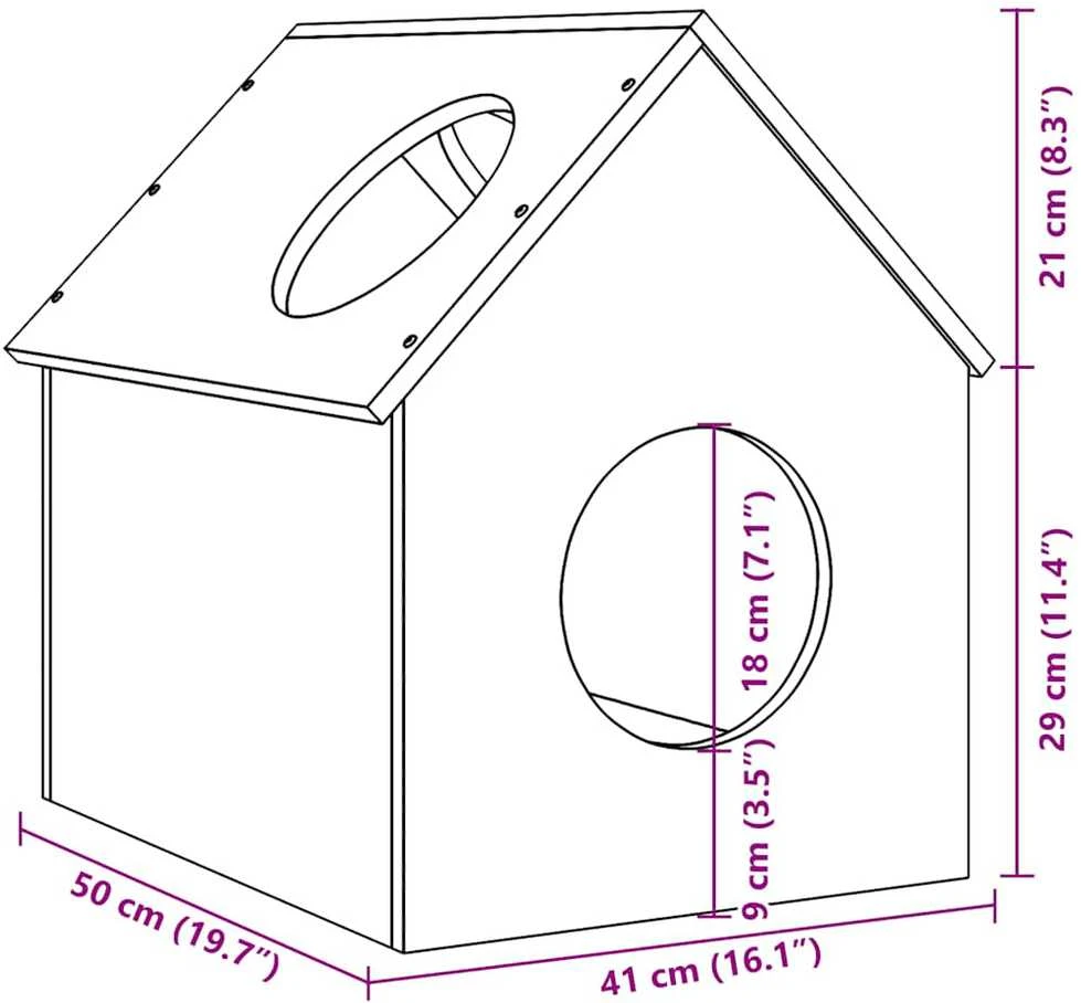 Cat House Balta 41x50x50 cm Pušies masyvo