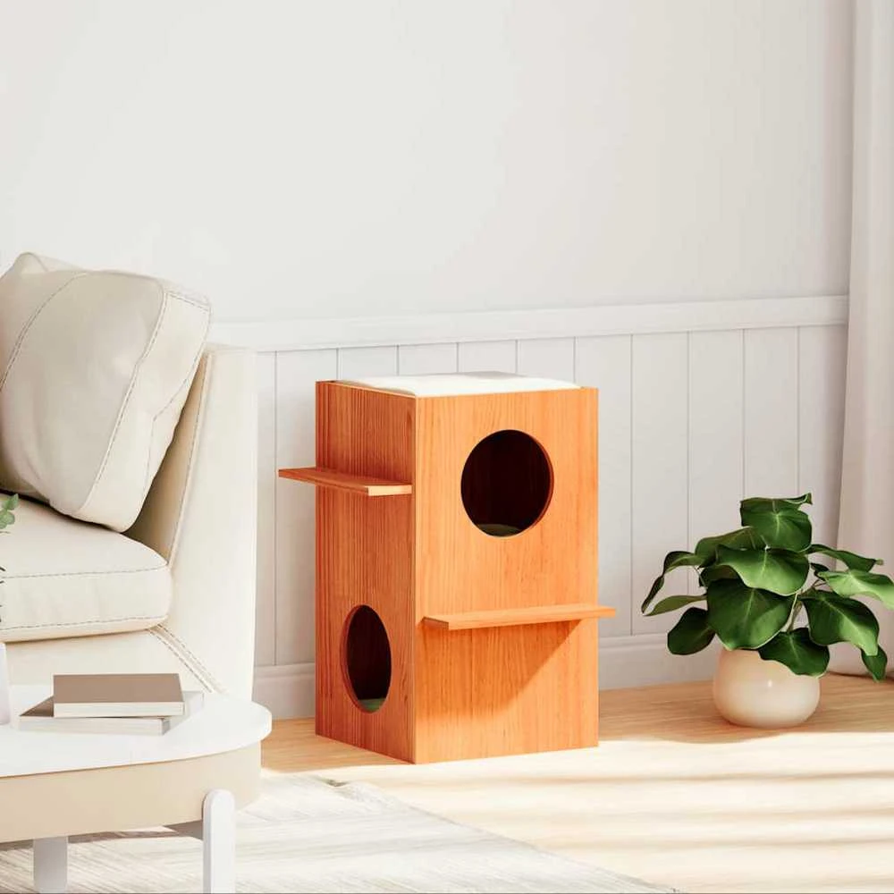 Cat House Wax Ruda 43x43x60 cm Pušies masyvo