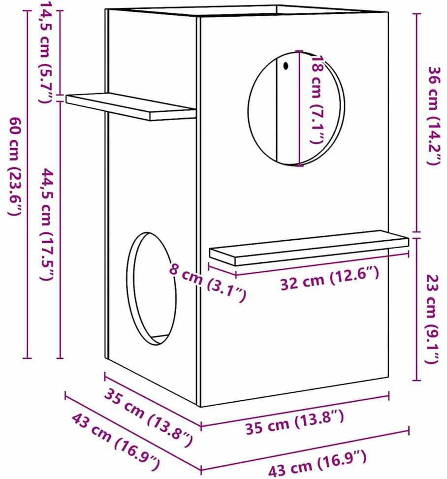 Cat House Wax Ruda 43x43x60 cm Pušies masyvo