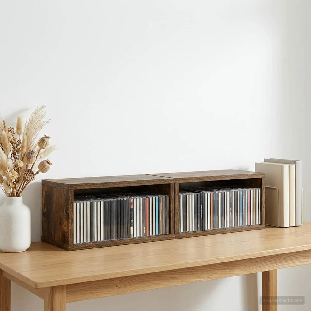 CD saugojimo stovas 2 vnt. Dūminio ąžuolo 40 x 17 x 17 cm