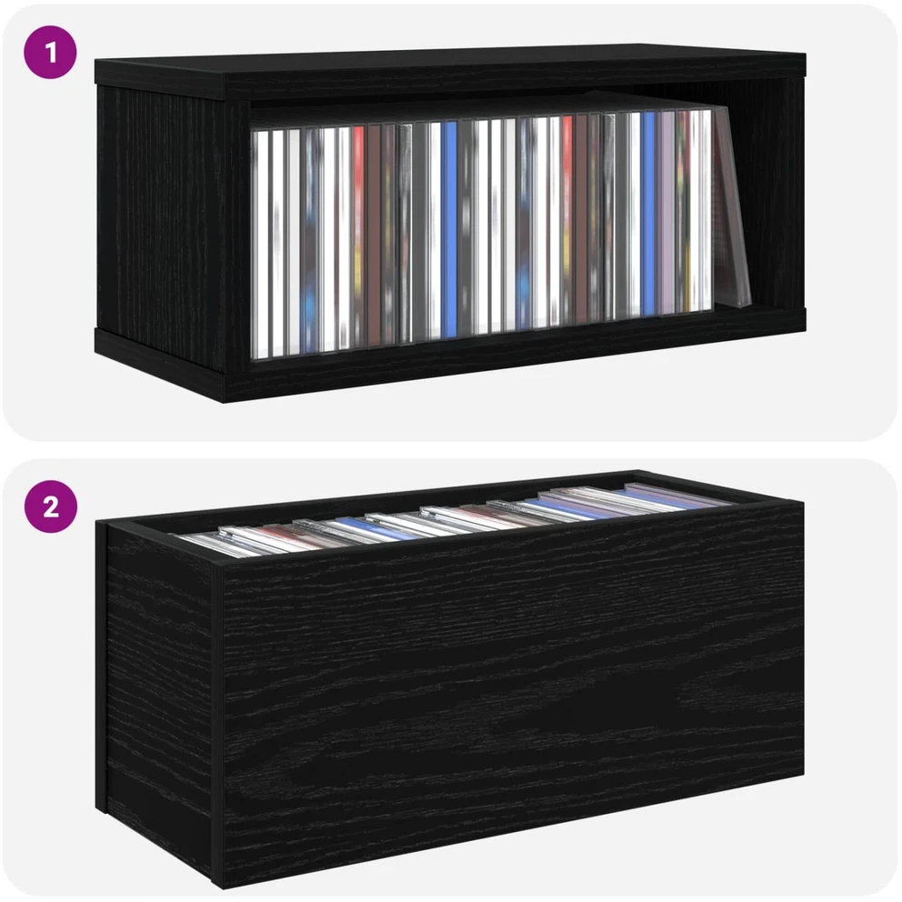 CD saugojimo stovas 2 vnt. Juodojo ąžuolo 40 x 17 x 17 cm