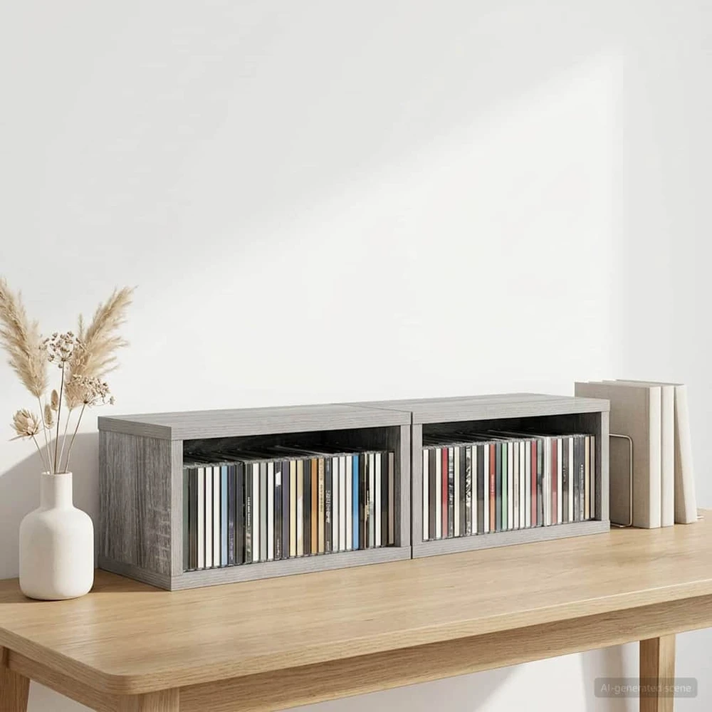 CD saugojimo stovas 2 vnt. Pilka Sonoma 40 x 17 x 17 cm