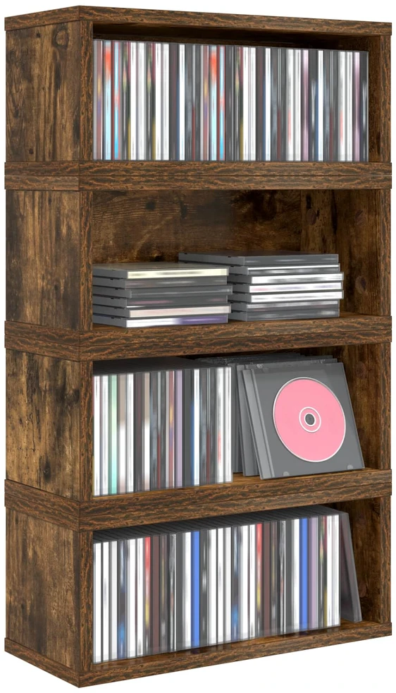 CD saugojimo stovas 4 vnt. Dūminio ąžuolo 40 x 17 x 17 cm