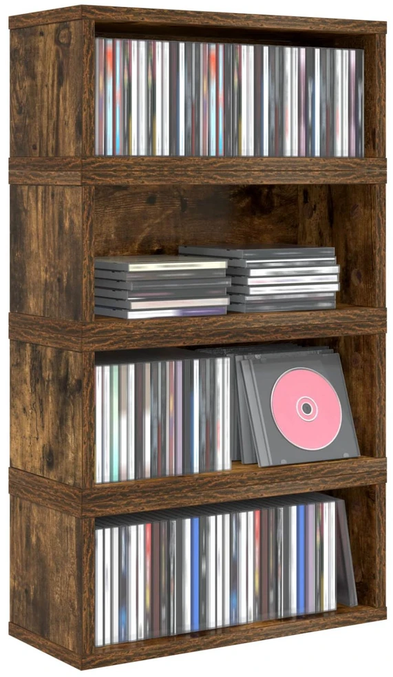 CD saugojimo stovas 4 vnt. Dūminio ąžuolo 40 x 17 x 17 cm