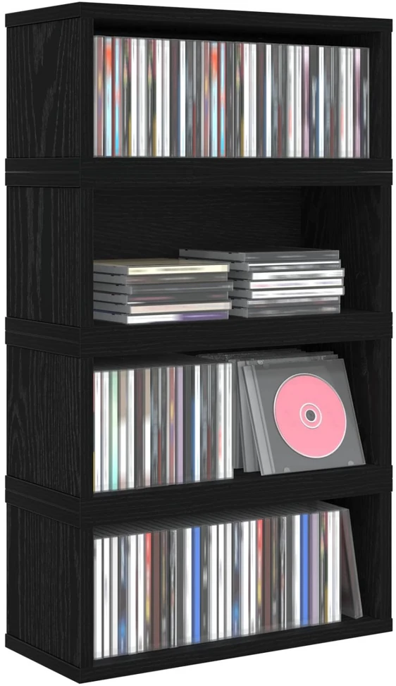 CD saugojimo stovas 4 vnt. Juodojo ąžuolo 40 x 17 x 17 cm
