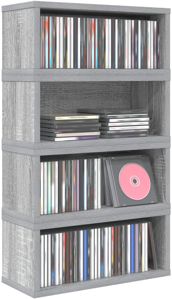 CD saugojimo stovas 4 vnt. Pilka Sonoma 40 x 17 x 17 cm