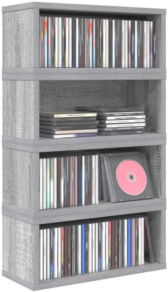 CD saugojimo stovas 4 vnt. Pilka Sonoma 40 x 17 x 17 cm