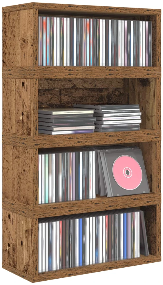 CD saugojimo stovas 4 vnt. Ąžuolo mediena 40 x 17 x 17 cm
