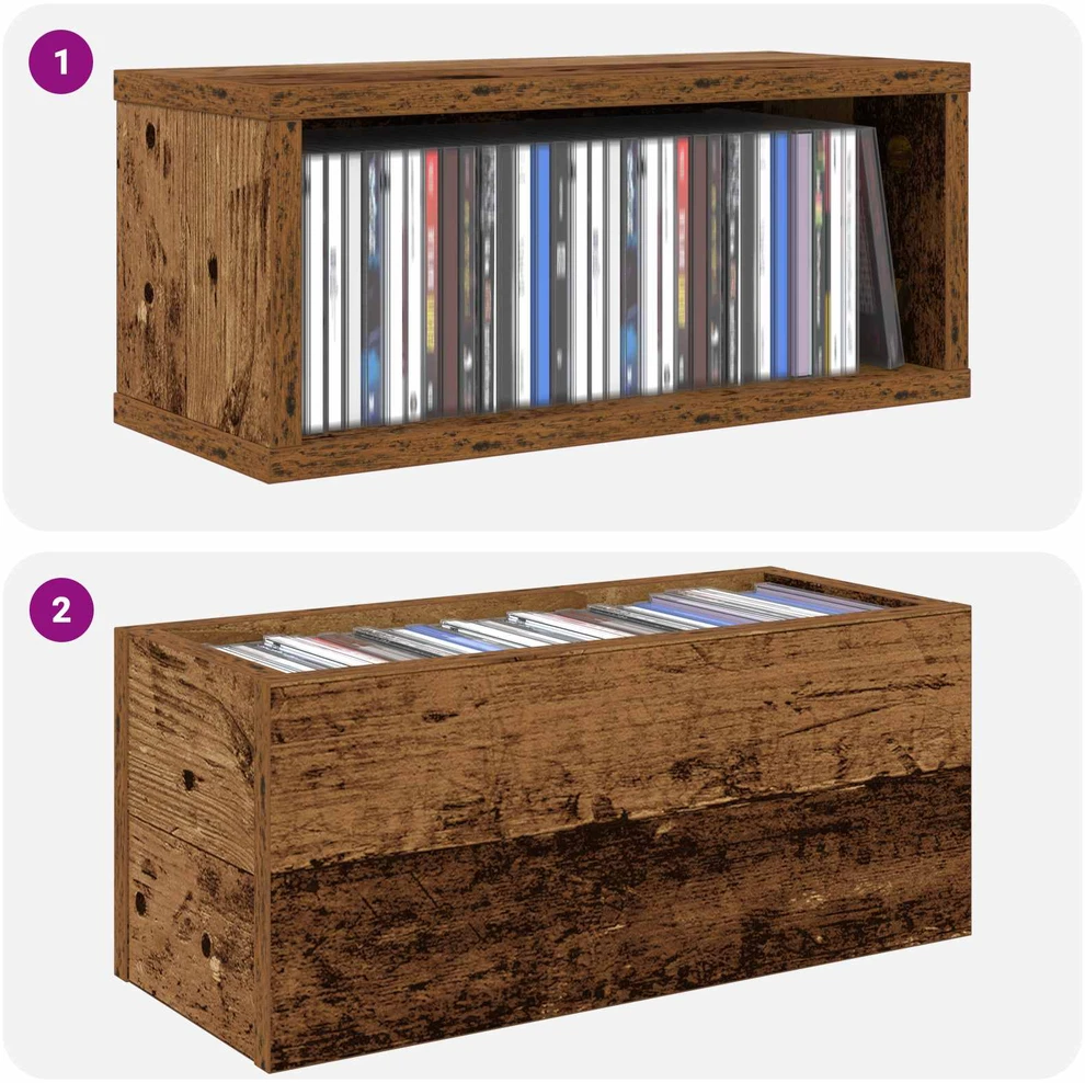 CD saugojimo stovas 4 vnt. Ąžuolo mediena 40 x 17 x 17 cm