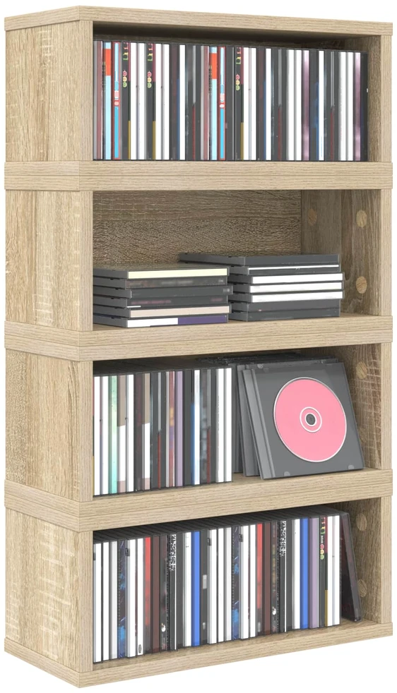 CD saugojimo stovas 4 vnt. Sonoma ąžuolas 40 x 17 x 17 cm