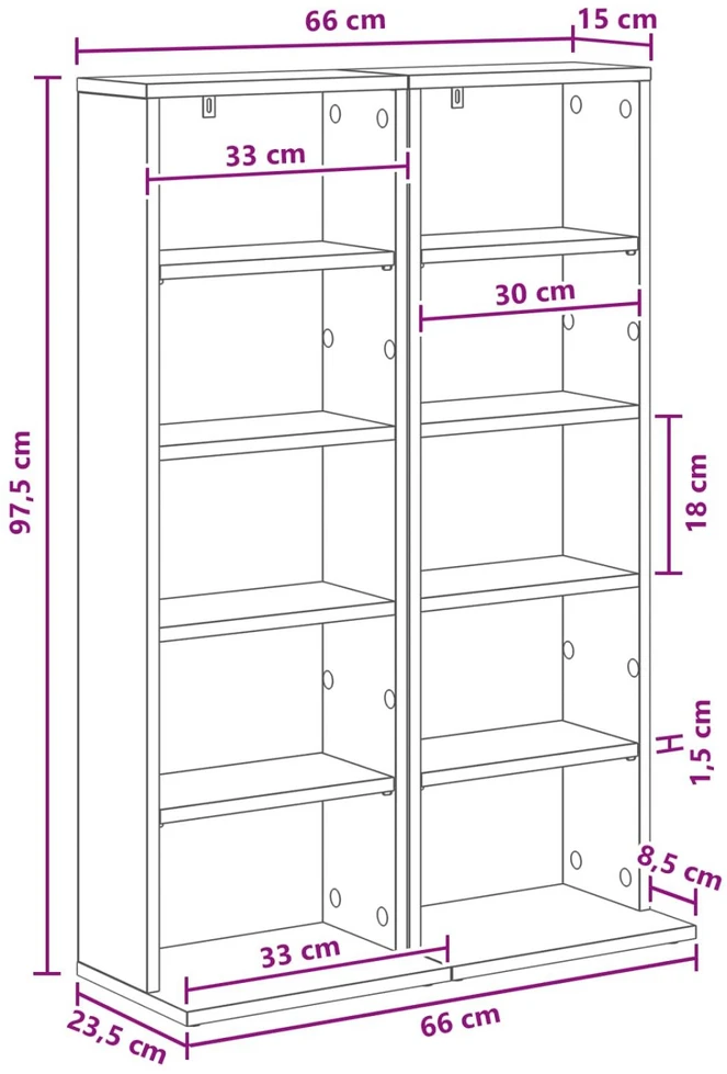 CD spinta 2 vnt. Betono pilka 33 x 23,5 x 97,5 cm