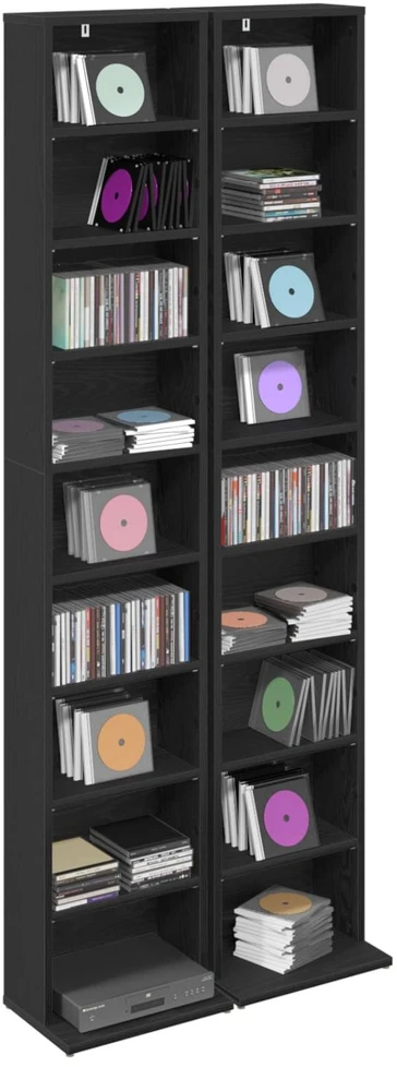 CD spinta 2 vnt. Juodojo ąžuolo 33 x 23,5 x 175 cm