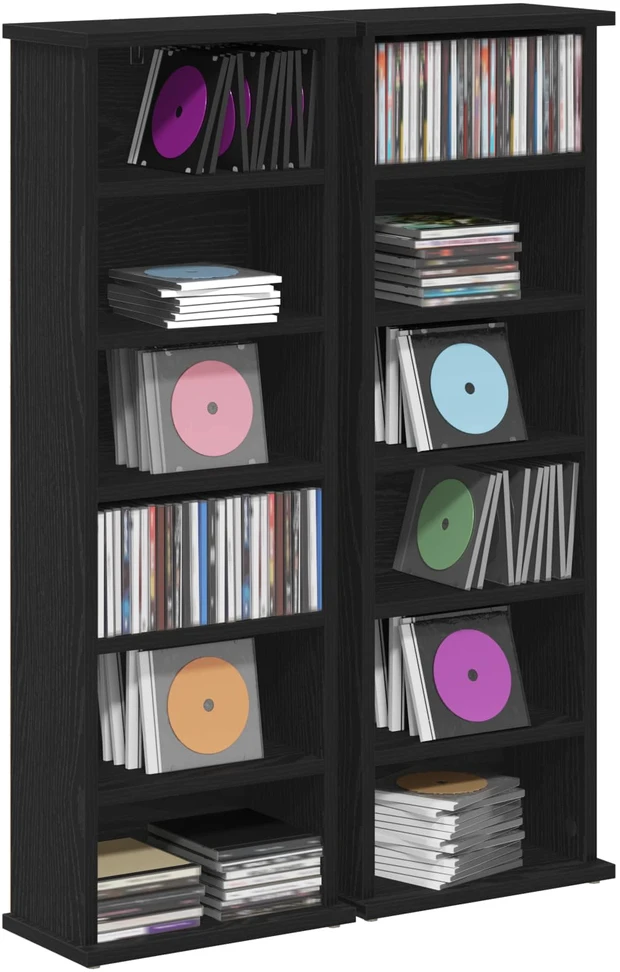 CD spinta 2 vnt. Juodojo ąžuolo 60 x 17 x 92 cm