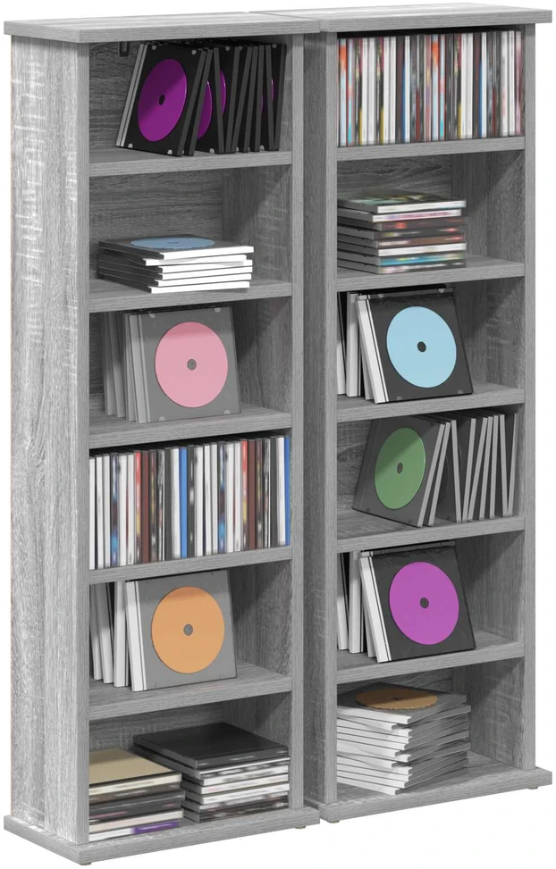 CD spinta 2 vnt. Pilka Sonoma 60 x 17 x 92 cm Apdirbta mediena