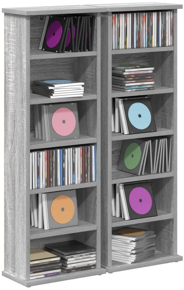 CD spinta 2 vnt. Pilka Sonoma 60 x 17 x 92 cm Apdirbta mediena