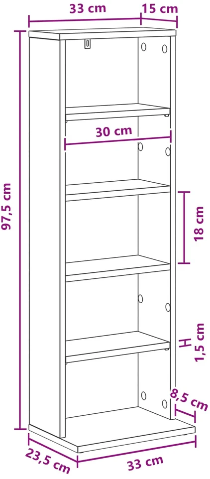 CD spinta Artisano ąžuolo 33 x 23,5 x 97,5 cm Apdirbta mediena