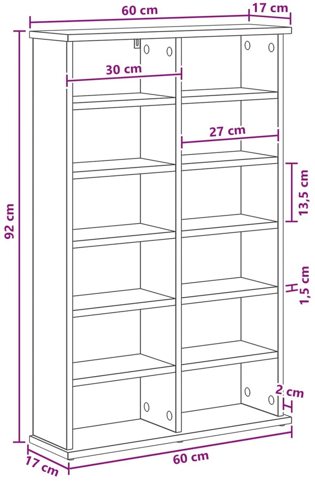 CD spinta Artisano ąžuolo 60 x 17 x 92 cm Apdirbta mediena