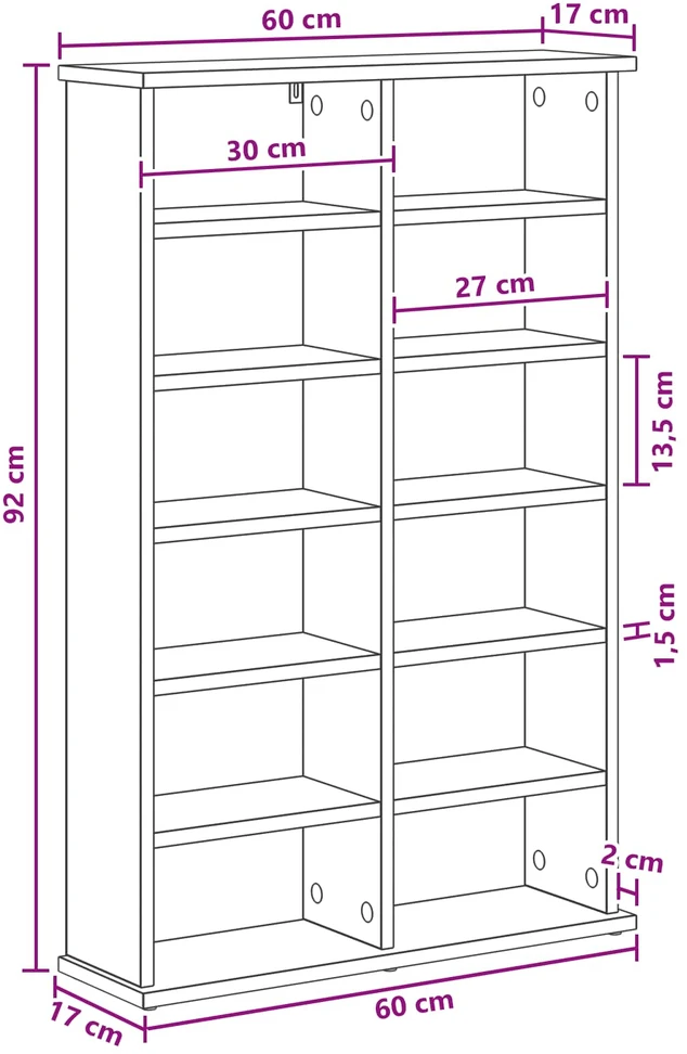 CD spinta Balta 60 x 17 x 92 cm Apdirbta mediena