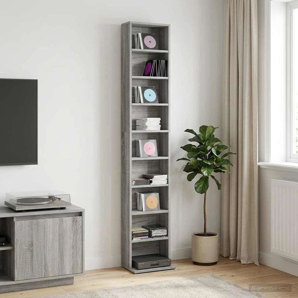 CD spinta Pilka Sonoma 33 x 23,5 x 175 cm Apdirbta mediena