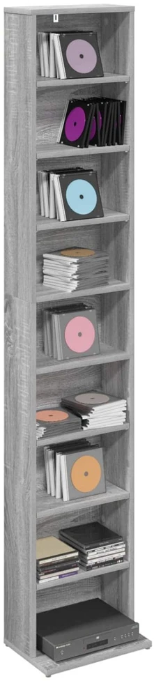 CD spinta Pilka Sonoma 33 x 23,5 x 175 cm Apdirbta mediena