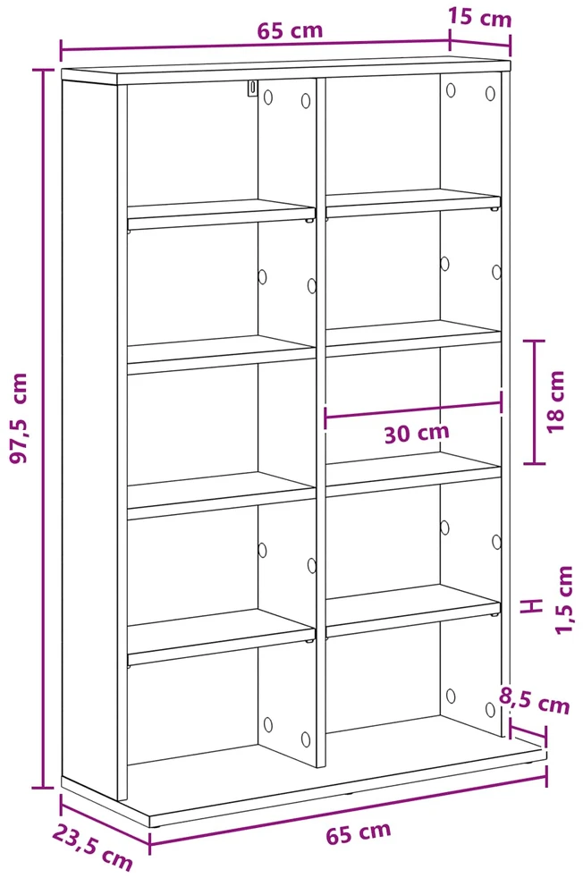CD spinta Ąžuolo mediena 65 x 23,5 x 97,5 cm Apdirbta mediena