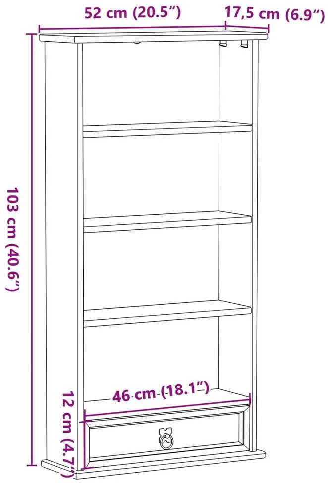 CD spintelė Balta 52 x 17.5 x 103 cm Kietos pušies mediena