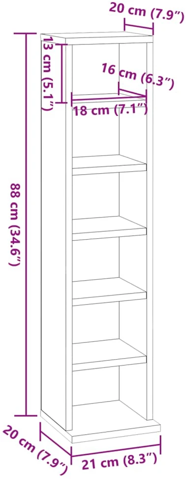 CD spintelė Old Wood 21x20x88 cm Engineered Wood