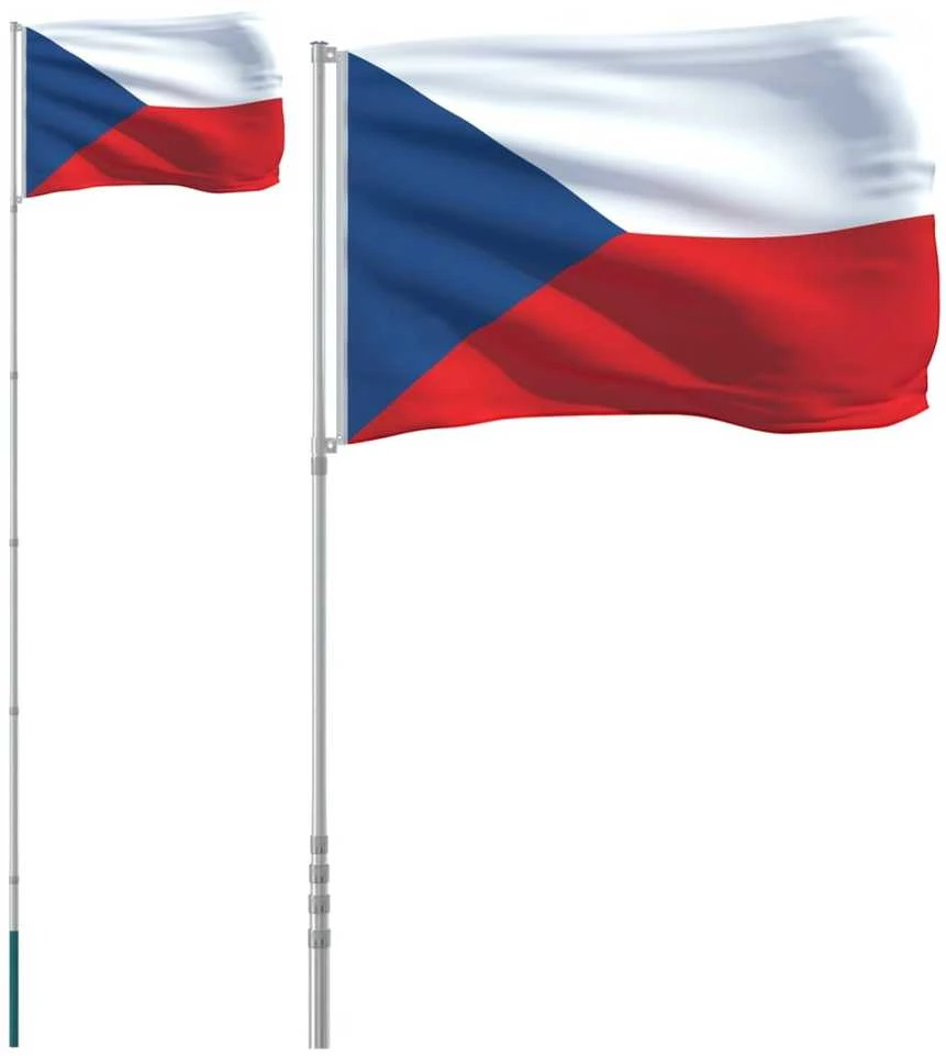 Čekijos vėliava su stiebu, aliuminis, 5,55m