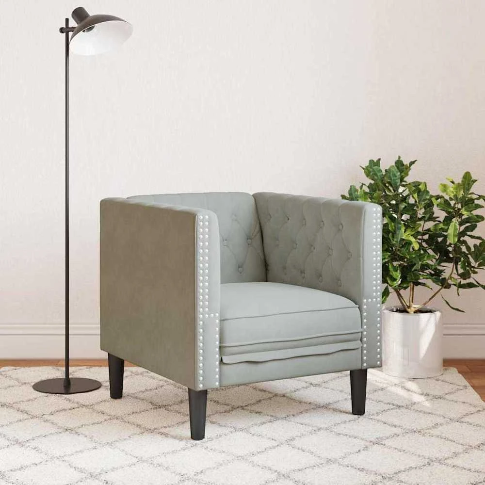 Sofa Šviesiai pilka 74,5 x 71 x 70,5 cm Aksomas