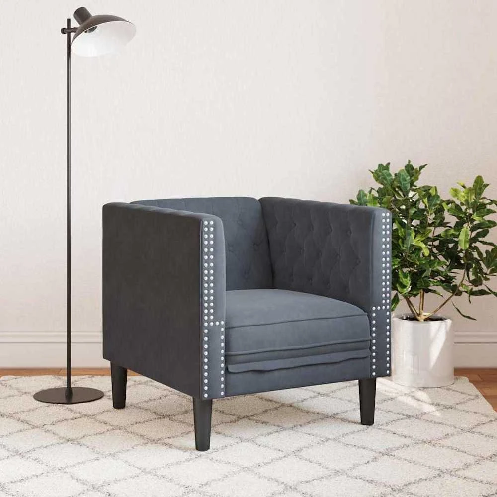 Sofa Tamsiai pilka 74,5 x 71 x 70,5 cm Aksomas