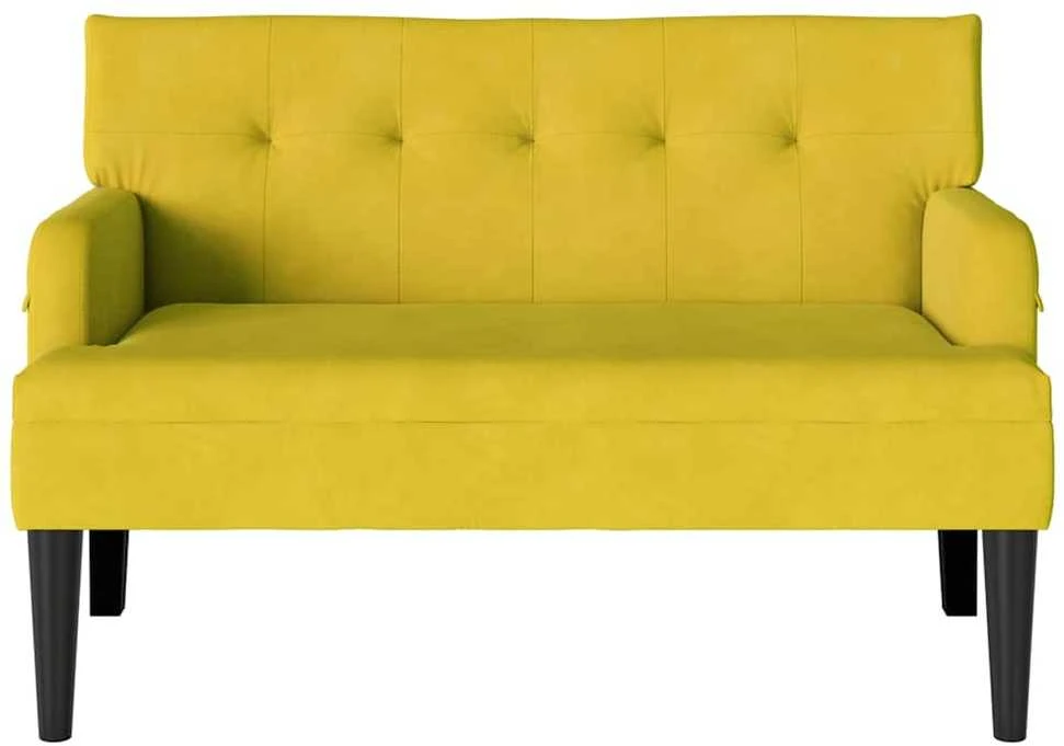 Česterfildo suolas Geltona 112 x 65,5 x 75 cm Aksomas