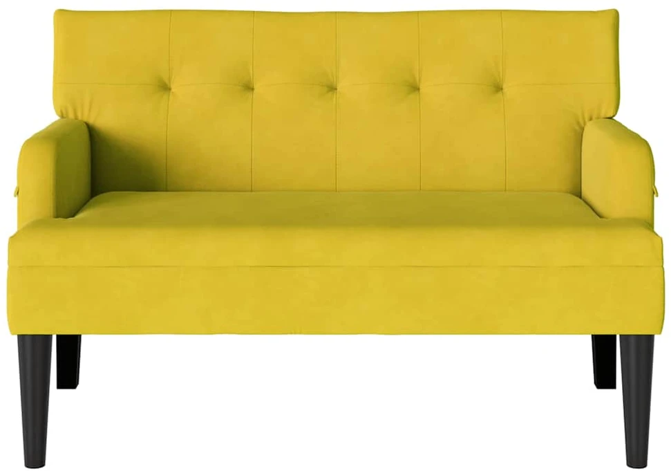 Česterfildo suolas Geltona 112 x 65,5 x 75 cm Aksomas
