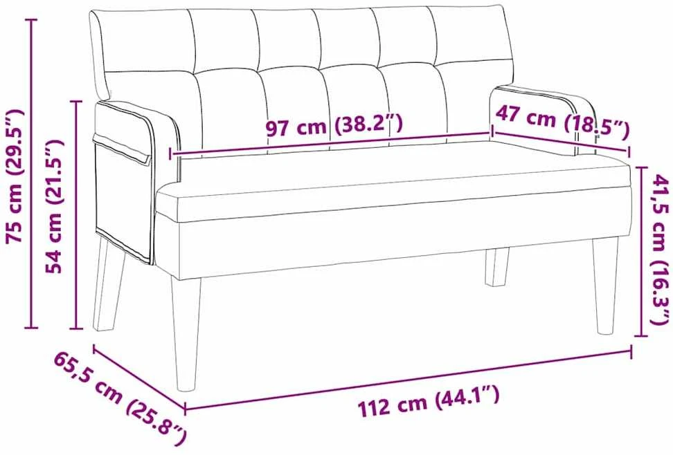 Česterfildo suolas Juoda 112 x 65,5 x 75 cm Aksomas