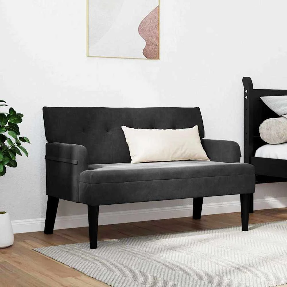 Česterfildo suolas Juoda 112 x 65,5 x 75 cm Aksomas
