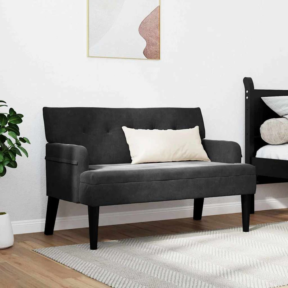 Česterfildo suolas Juoda 112 x 65,5 x 75 cm Aksomas