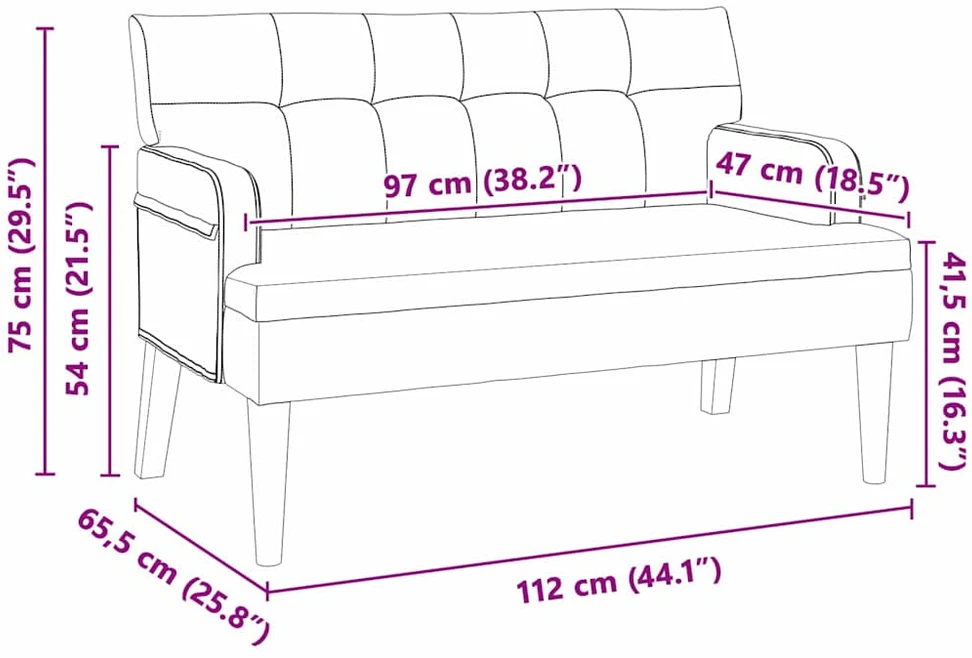 Česterfildo suolas Šviesiai pilka 112 x 65,5 x 75 cm Aksomas