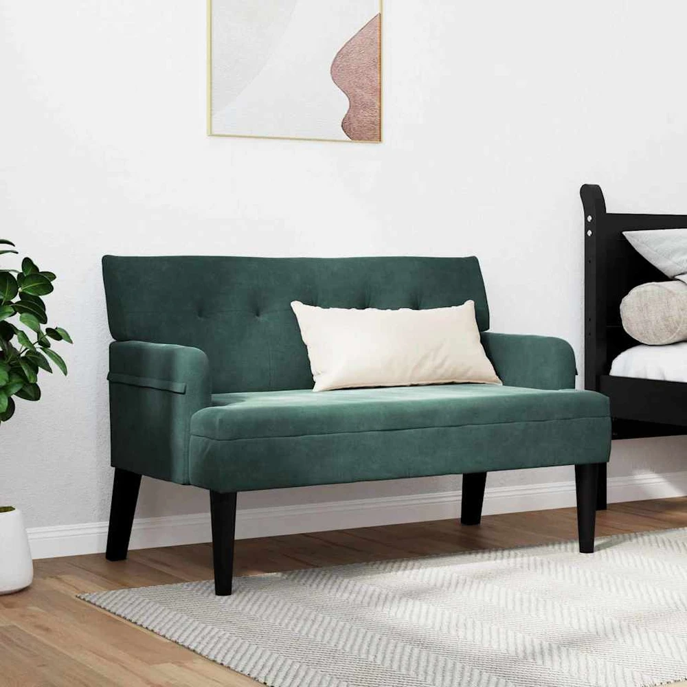 Česterfildo suolas Tamsiai žalia 112 x 65,5 x 75 cm Aksomas