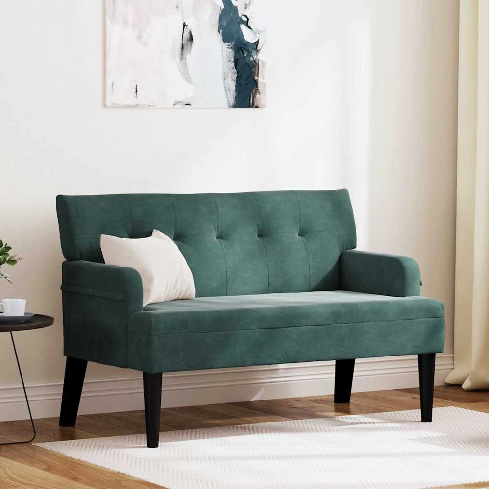 Česterfildo suolas Tamsiai žalia 112 x 65,5 x 75 cm Aksomas