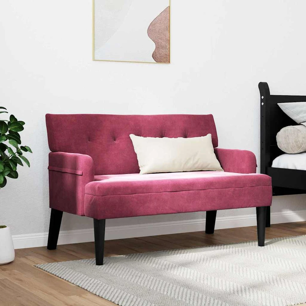 Česterfildo suolas Vyno raudona 112 x 65,5 x 75 cm Aksomas