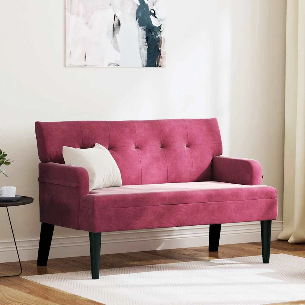 Česterfildo suolas Vyno raudona 112 x 65,5 x 75 cm Aksomas