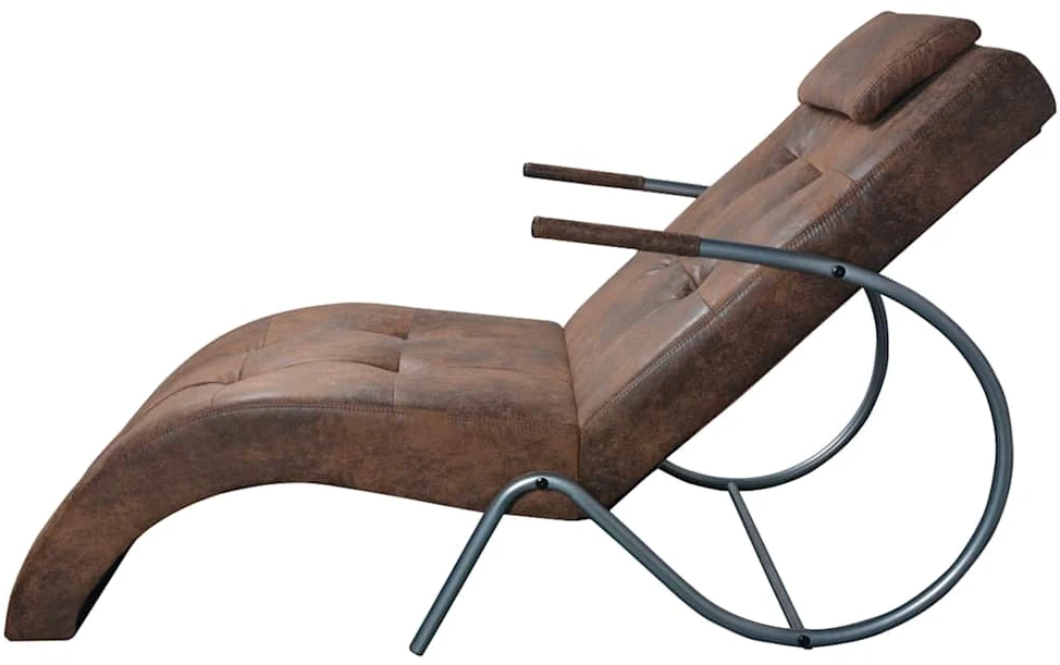 Chaise Longue su pagalve, rudos zomšos išvaizdos audinys