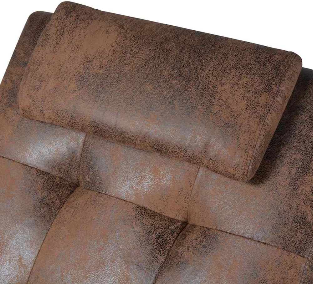 Chaise Longue su pagalve, rudos zomšos išvaizdos audinys