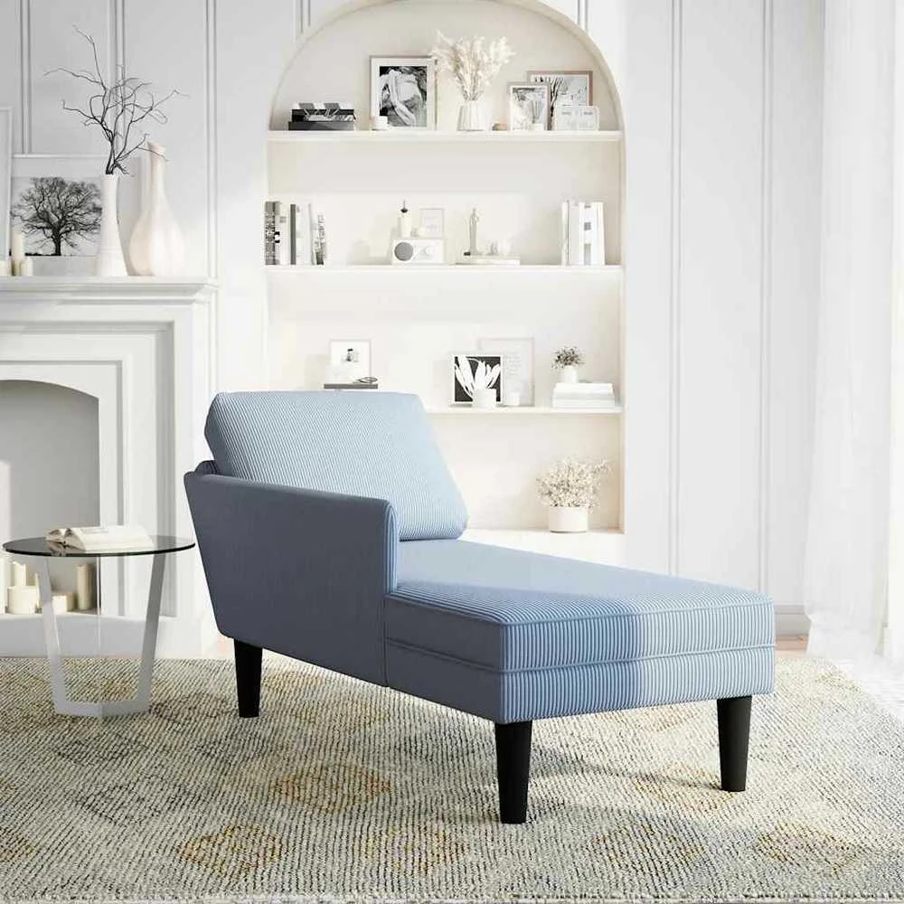 Sofa Chaise Lounge su pagalvės mėlynu velveto audiniu