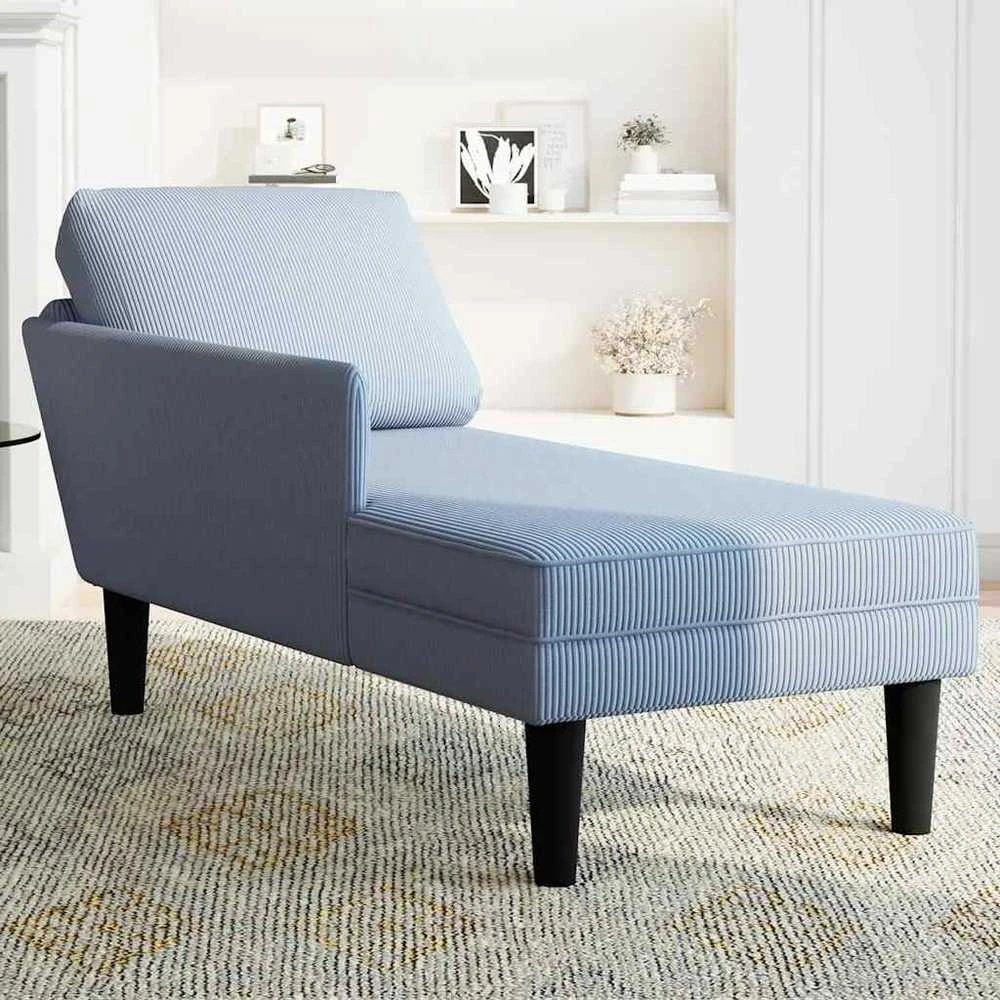 Sofa Chaise Lounge su pagalvės mėlynu velveto audiniu