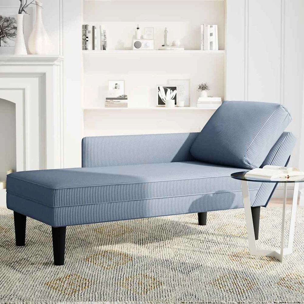 Sofa Chaise Lounge su pagalvės mėlynu velveto audiniu
